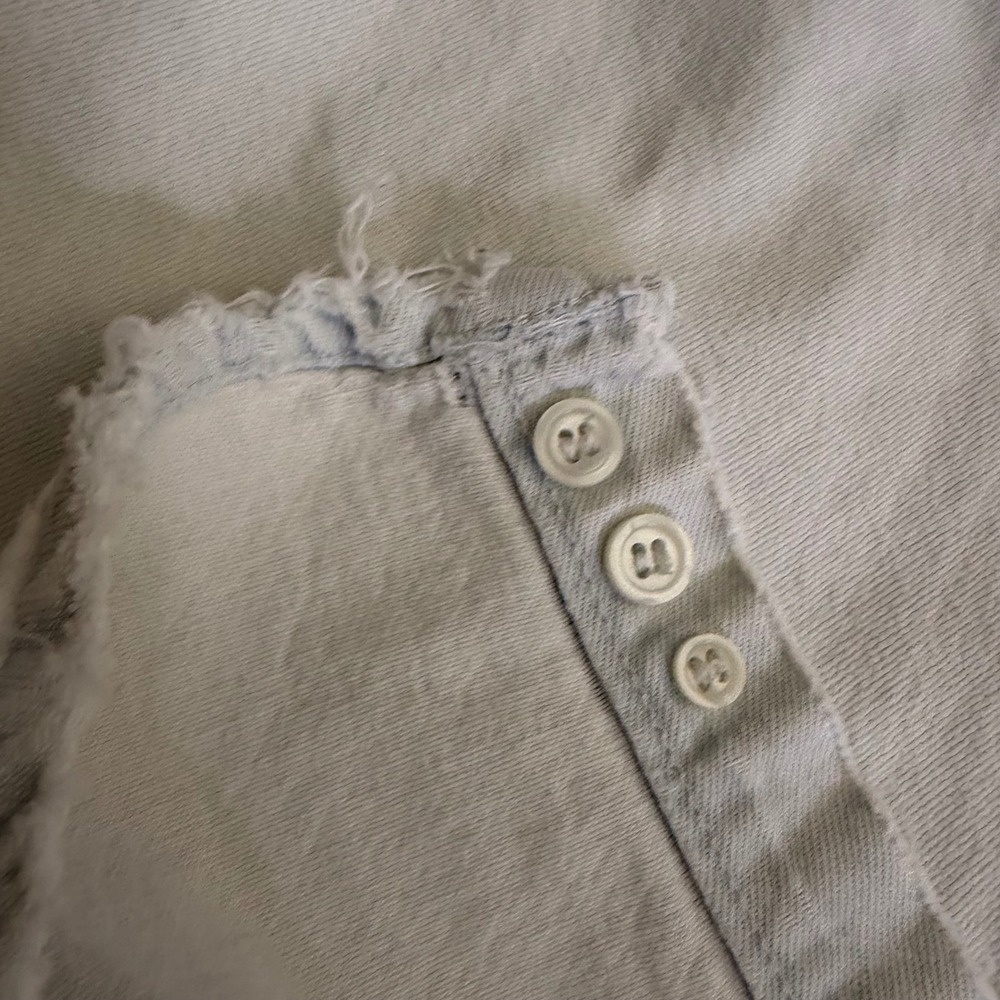 Indian Motocycle Denim Shirt Mens XL White Vintage 80s Distressed Biker Cotton - Picture 9 of 16